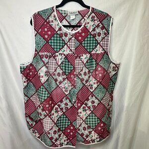 Vintage Anthony Richards 2X Pearl Snap Sleeveless Smock Top Western Cottagecore